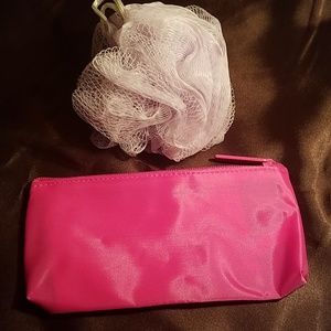 NEW - COSMETIC BAG & POUF